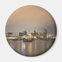 Night San Diego Sailboats Skyline Magnets