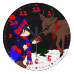Night sky child feeding reindeer II wall clocks