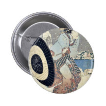 Night snow scene at bridge by Utagawa,Toyokuni Pinback Buttons