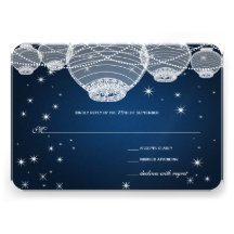 Night Wedding Navy Paper Lanterns Under the Stars Personalized Announcements
