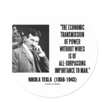 Nikola Tesla Economic Transmission Of Power Round Sticker