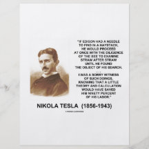 Nikola Tesla Edison Needle Haystack Theory Quote Flyers