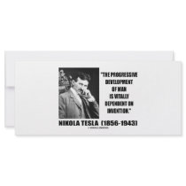 Nikola Tesla Progressive Development Of Man Quote Customized Rack Card