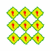 Nine peppers in diamonds acrylic cut outs