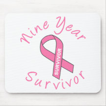 Nine Year Survivor (Circle Pink Ribbon) Mousepad