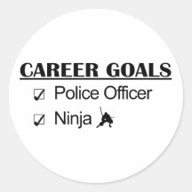 Ninja Career Goals - Police Officer Round Sticker