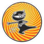 Ninja Cat Seal Round Stickers