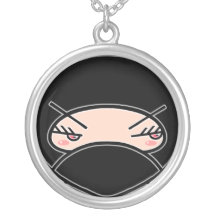 Ninja Girl Face! Round Ninjadorables Necklace