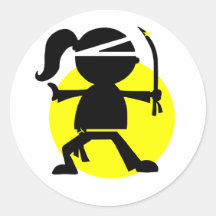 Ninja Girl Round Stickers