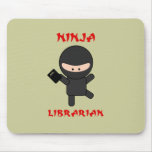 Ninja Librarian with Book mousepads