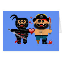 NINJA LOVES PIRATE GREETING CARDS