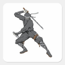 Ninja ~ Ninjas 2 Martial Arts Warrior Fantasy Art Square Stickers