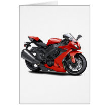 Ninja Red Bike Greeting Cards