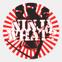 NINJA WHAT? ROUND STICKERS