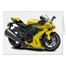 Ninja Yellow Bike Greeting Cards