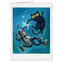 Ninjacat vs Robot card