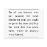 No animals harmed at supermarket meat counter? postcard