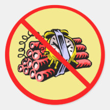 no bombs tan round sticker