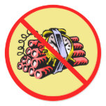 no bombs tan round sticker