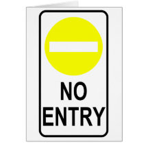 No Entry Road Sign Traffic Cartoon Graphic Design Greeting Cards