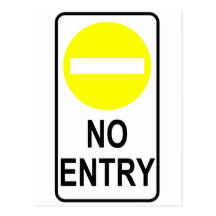 No Entry Road Sign Traffic Cartoon Graphic Design Postcards