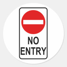 No Entry Road Sign Traffic Cartoon Graphic Design Round Stickers