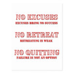 No Excuses. Post Cards
