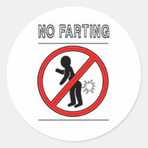 NO FARTING Warning Sign Round Stickers