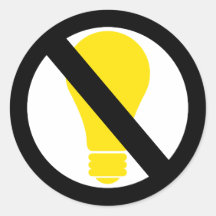no incandescent bulbs round stickers