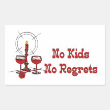 No Kids No Regrets Rectangular Stickers