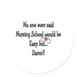 No one ever said Nursing school would be easy Round Stickers