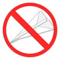 No Paper Airplanes Round Sticker