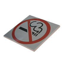 No Smoking Sign inside train Tile