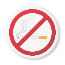 No smoking sign with a smoking cigarette fridge magnet