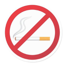 No smoking sign with a smoking cigarette round stickers