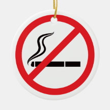 No smoking sign with black cigarette symbol christmas tree ornament