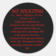 NO SOLICITING sticker (Black)