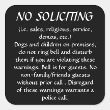NO SOLICITING sticker (Black)