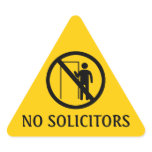 No Solicitors Stickers, Yellow Triangle Warning stickers