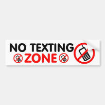 No Texting Zone Bumper Stickers