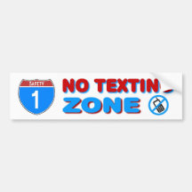 No Texting Zone Bumper Stickers