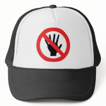 no touching icon trucker hats