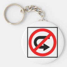 No U-Turn Highway Sign Key Chain