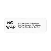 NO War T-shirts and Gifts Return Address Label