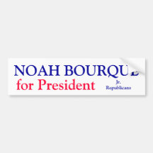 NOAH BOURQUE FOR PRESIDNT BUMPER STICKER