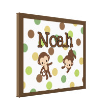 NOAH Personalized Monkey Wall Art Name Canvas Gallery Wrap Canvas