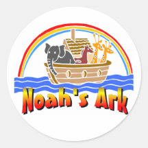 Noah's ark and rainbow round stickers