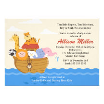 Noah's Ark Boy or Girl Baby Shower Personalized Invite