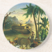 Noahs Ark, Hidley, Vintage Victorian Religious Art Coasters