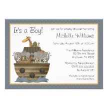 Noah's Ark Yellow Dots Baby Shower Custom Invites